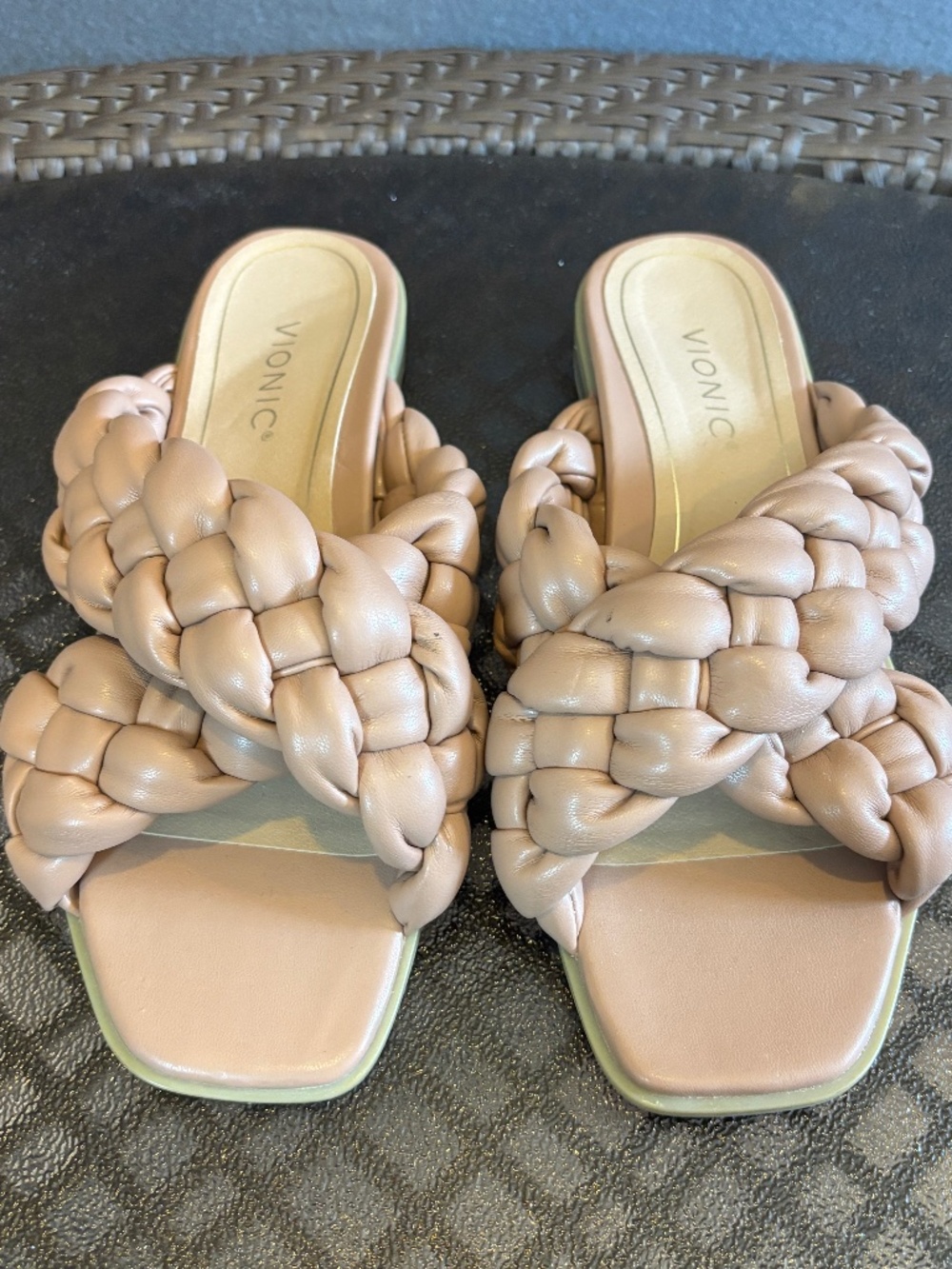Vionic Kalina Slip On Braided Cross Strap Slide Sandals Size 8